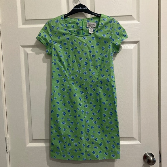 Freeport Studio Green Floral Casual  Sundress Dress With Cap Sleeves - Picture 1 of 3